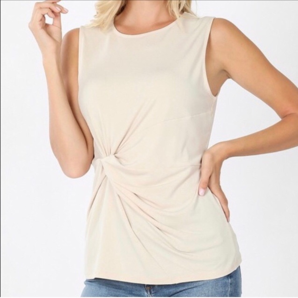 Gray Zenana knot-front tank 1X